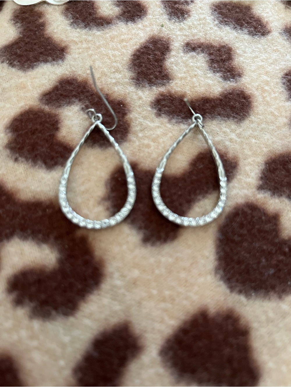 Sparkling Silver Teardrop Hoop Earrings - Elegant Women's Jewelry